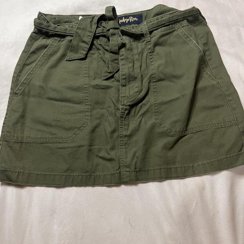 Indigo Rein Olive Green Cargo Mini Skirt
